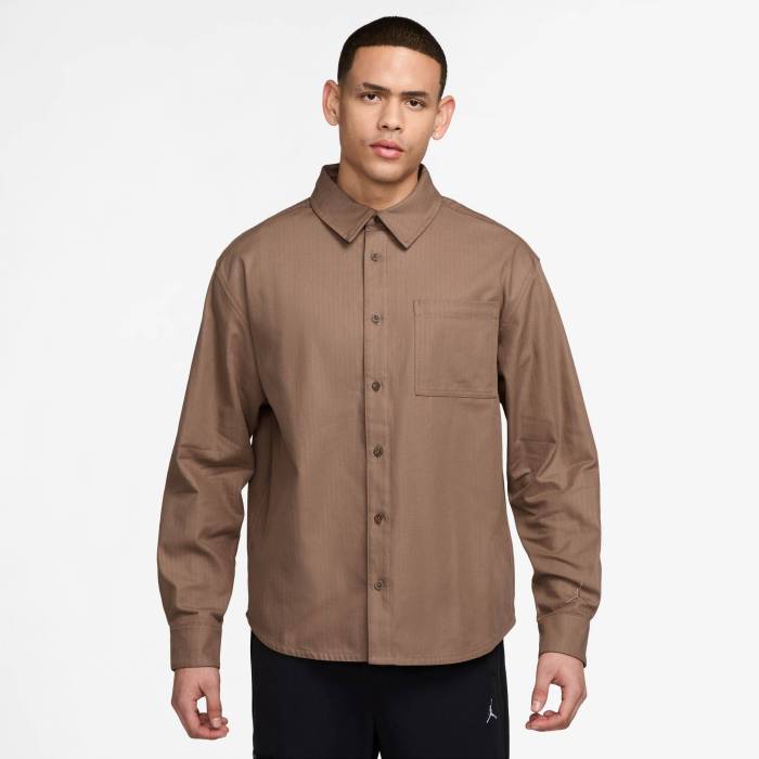 ナイキ ジョーダン Jordan 【 Essential Statement Button Down Men's Brown/Brown 】 ダウン メンズ 茶色 ブラウン