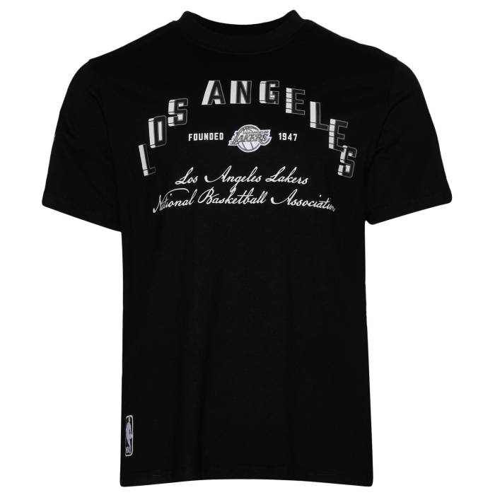 プロスタンダード Pro Standard 【 Los Angeles Lakers Black Cat S/S Flex T-Shirt Men's Black/Black 】 Lakers レイカーズ 黒色 ブラック 半袖 Tシャツ Tシャツ メンズ 黒色 ブラック｜スニケス