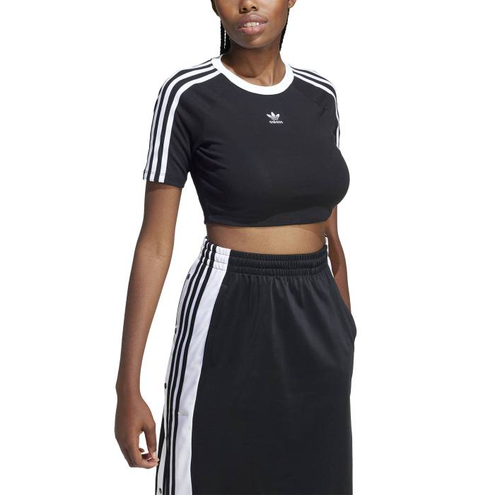 アディダス Adidas 【 Originals 3 Stripe Baby T-Shirt Women\u0027s White/Black 】 オリジナルス Stripe 縞模様 プルオーバー レディース 白いこと 白いこと 黒いこと 黒いこと