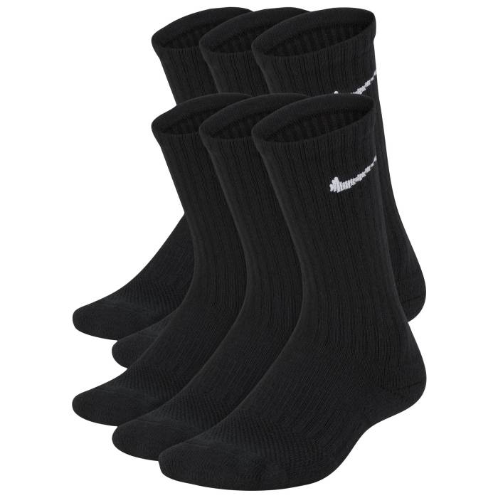 ナイキ Nike 【 6 Pack Cushioned Crew Socks Boys' Grade School Black/White 】 クルー ソックス・靴下 ジュニア キッズ 黒色 ブラック 白色 ホワイト