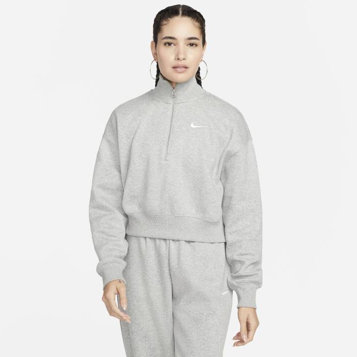 ナイキ Nike 【 Style Fleece Crop Quarter-Zip Women\u0027s Grey 】 フリース Crop クロップ レディース 薄墨色 薄墨色
