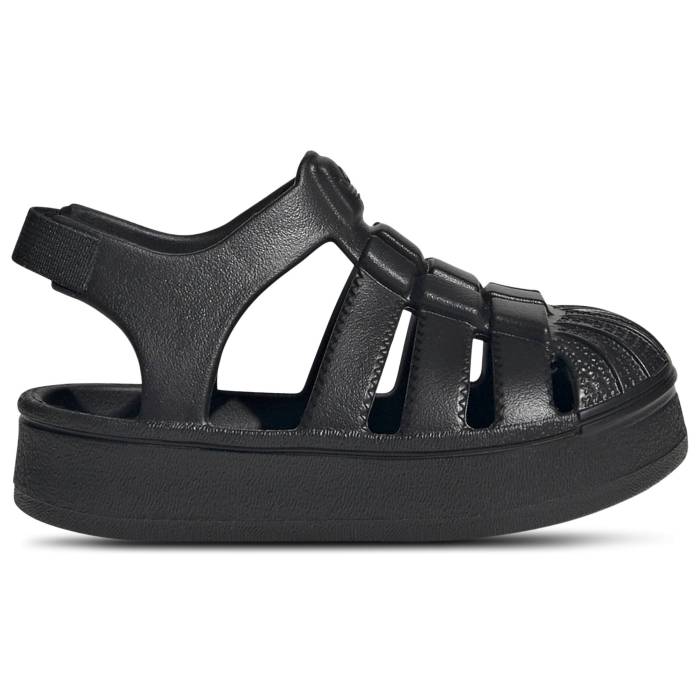 【★百貨店SALE★6/11真夜中2時迄】アディダス Adidas 【 Originals Superstar Sandal Boys\u0027 Toddler Black/Black/Black 】 オリジナルス Superstar はやりっ子 もの言う花 黒いこと 黒いこと