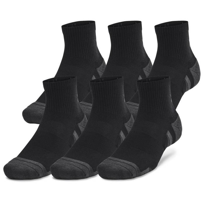 アンダーアーマー Under Armour 【 Perf Tech 6 Pack Quarter Socks Men's Black/Black/Jet Grey 】 テック ソックス・靴下 メンズ 黒色 ブラック 灰色 グレー