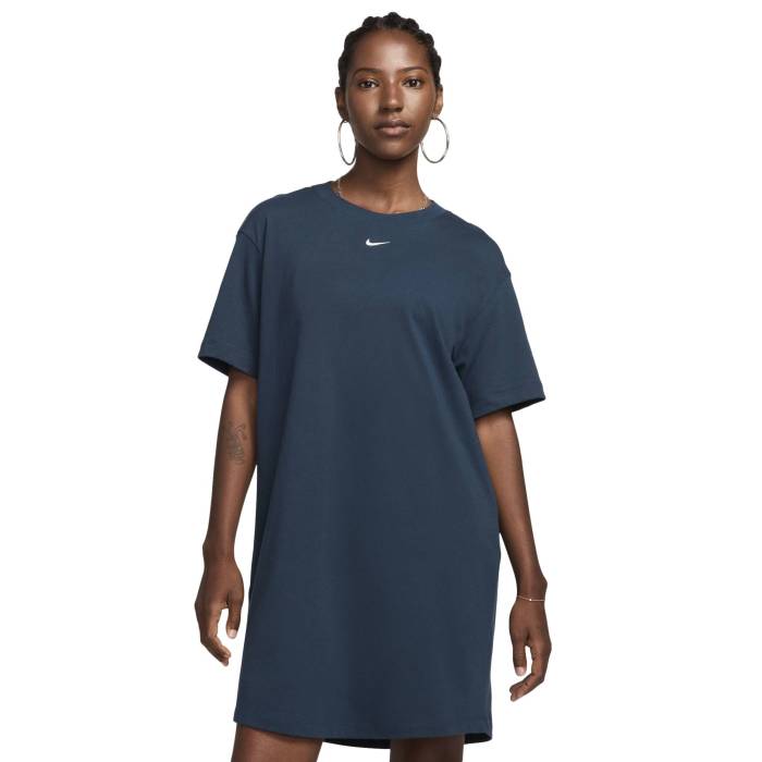 ナイキ Nike 【 Nsw Essential Short Sleeve Dress T-Shirt Women\u0027s Armory Navy/Sail 】 Sleeve 捩り 御召しもの プルオーバー レディース 紺色 米国海軍