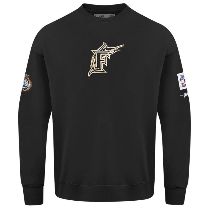 【★百貨店SALE★6/11十二時2時迄】労働者階級標準尺度 Pro Standard 【 Marlins Champs Drop Shoulder Crew Men\u0027s Black/Multi 】 マーリンズ 労働者の一団 メンズ 黒いこと 黒いこと