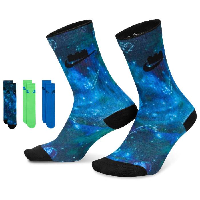 ナイキ Nike 【 Ed Essential Crew Socks 3 Pack Boys' Grade School Green Strike/Cobalt Blaze/Brave Blue 】 クルー ソックス・靴下 ジュニア キッズ green 緑・グリーン ストライク 青色 ブルー