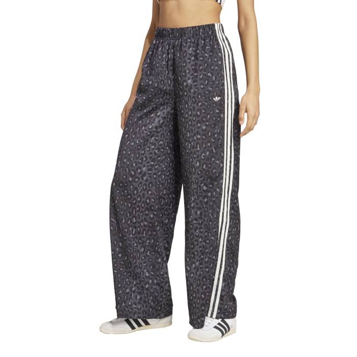 アディダス Adidas 【 Leopard Print Wide Leg Satin Pants Women's Carbon/Black 】 ヒョウ柄 レオパード サテン レディース カーボン 黒色 ブラック