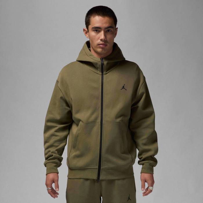 【★百貨店SALE★6/11真夜中2時迄】ナイキ ジョーダン Jordan 【 Dri-Fit Sport Hoop Fleece Full-Zip Men\u0027s Medium Olive/Black 】 素っ気ない相応う フープ フリース フルジップ メンズ olive オリーブ 黒いこと 黒いこと