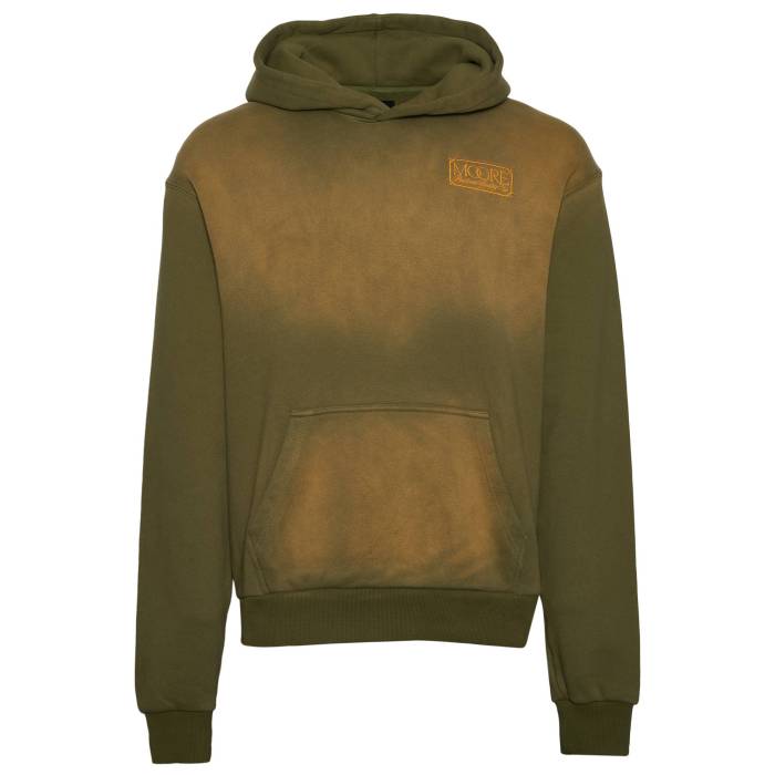 【★百貨店SALE★6/11真夜中2時迄】Less Is Moore 【 Logo Fleece Hoodie Men\u0027s Olive/Olive 】 ロゴタイプ フリース フーディー パーカー メンズ olive オリーブ
