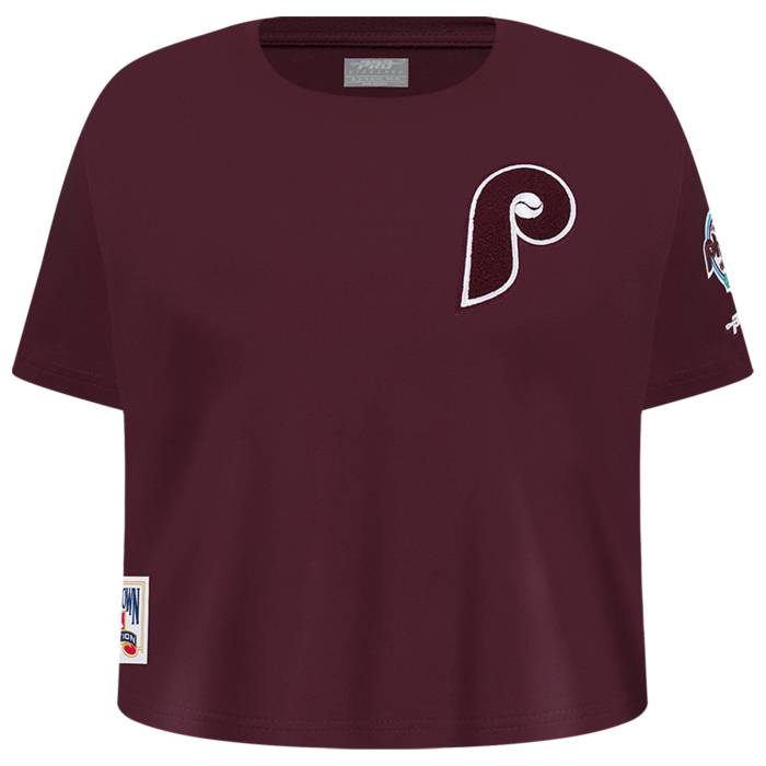 【★百貨店SALE★6/11真夜中2時迄】労働者階級判定基準 Pro Standard 【 Philadelphia Phillies Classic Ss Boxy Tee Girls\u0027 Grade School Wine 】 兄弟愛の都市 フィリーズ 古典派音楽 ティーシャツ お坊っちゃん キッズ