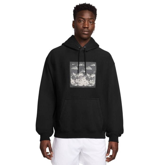 ナイキ Nike 【 Nl Solo Swoosh Pullover Hood Gfx Men\u0027s Grey/Black 】 Swoosh スウッシュ・スウォッシュ メンズ 薄墨色 薄墨色 黒いこと 黒いこと メンズファッション-パーカー