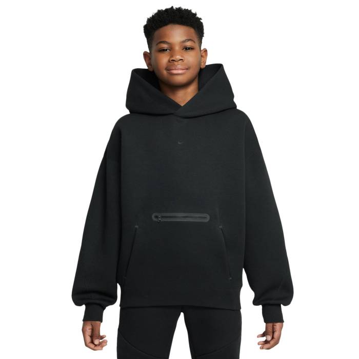 【★百貨店SALE★6/11真夜中2時迄】ナイキ Nike 【 Nsw Tech Fleece Oversized Pullover Hoodie Boys\u0027 Grade School Black/Black 】 テック フリース フーディー パーカー お坊っちゃん キッズ 黒いこと 黒いこと