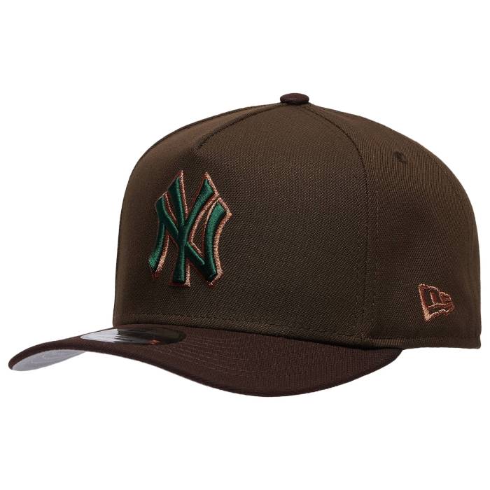 ニューエラ New Era 【 Yankees 9Fifty A-Frame Curve Ing Cap Men's Burnt Wood/Green 】 ヤンキース キャップ 帽子 メンズ green 緑・グリーン|スニケス