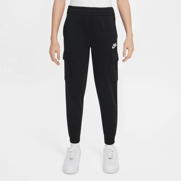 【★百貨店SALE★6/11十二時2時迄】ナイキ Nike 【 Nsw Club Fleece Lbr Cargo Pants Boys\u0027 Grade School Black/White 】 野球クラブ フリース 積貨委託貨物 お坊っちゃん キッズ 黒いこと 黒いこと 白いこと 白いこと