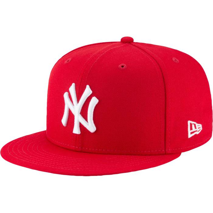 ニューエラ New Era 【 Yankees 59Fifty Basic Cap Men's Scarlet/White/Black 】 ヤンキース キャップ 帽子 メンズ 白色 ホワイト 黒色 ブラック