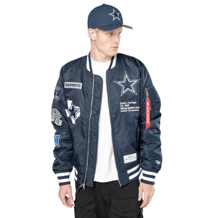 【★百貨店SALE★6/11真夜中2時迄】ニュー内鰓 New Era 【 Cowboys Alpha Jacket Men\u0027s Navy/White 】 カウボーイズ アルファ Jacket 上衣 メンズ 紺色 米国海軍 白いこと 白いこと