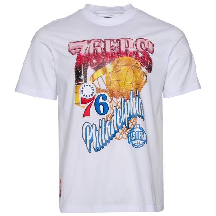 プロスタンダード Pro Standard 【 76Ers Gold Hoops Short Sleeve Flex T-Shirt Men's White/Multi 】 76ers セブンティシクサーズ ゴールド Sleeve スリーブ Tシャツ メンズ 白色 ホワイト