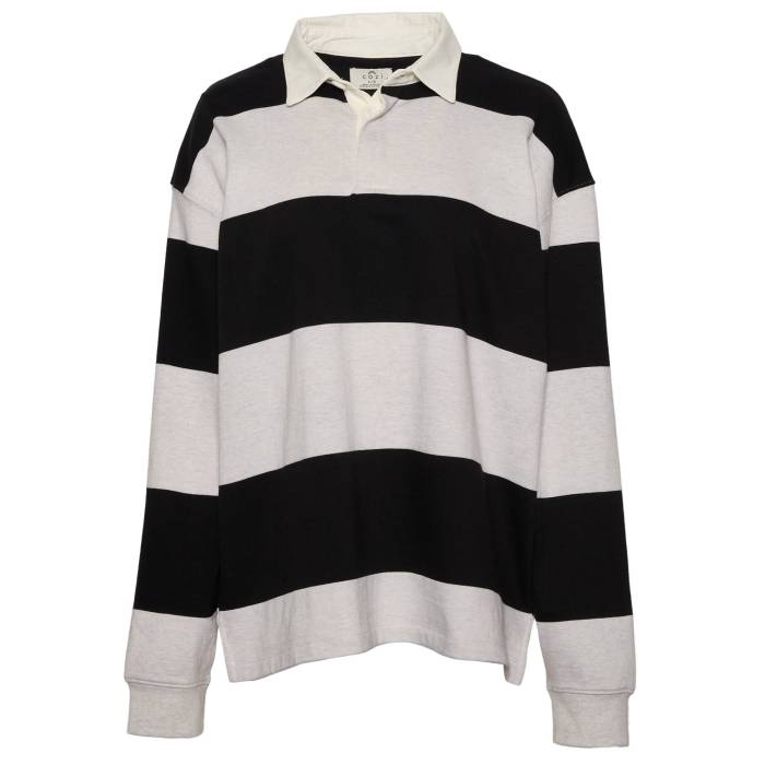 Cozi 【 Newcastle Rugby Long Sleeve T-Shirt Women\u0027s Black/Heather Gray 】 ラガー Sleeve 捩り プルオーバー レディース 黒いこと 黒いこと heather ギョリュウモドキ gray 薄墨色・薄墨色・薄墨色