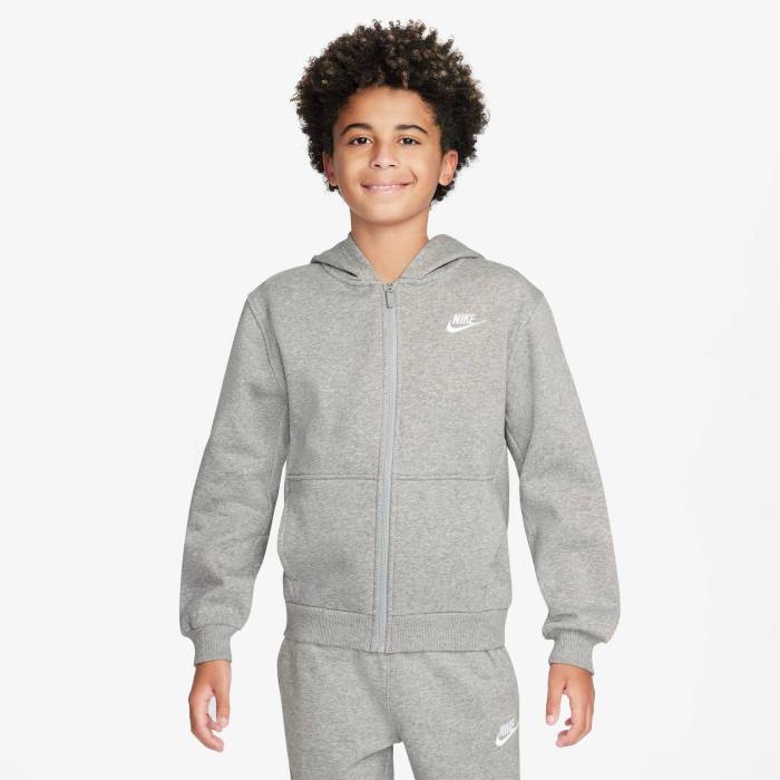 【★百貨店SALE★6/11真夜中2時迄】ナイキ Nike 【 Nsw Club Fleece Full-Zip Lbr Hoodie Boys\u0027 Grade School Dark Grey Heather/White 】 野球クラブ フリース フルジップ フーディー パーカー お坊っちゃん キッズ 薄墨色 薄墨色 heather ギョリュウモドキ 白いこと 白いこと