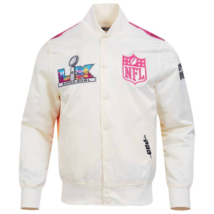 プロスタンダード Pro Standard 【 Nfl Super Bowl 60 Sublimated Satin Jacket Men's Eggshell/Multi 】 NFL サテン Jacket ジャケット メンズ