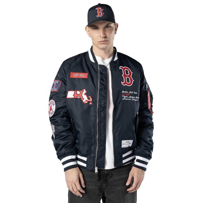 【★百貨店SALE★6/11真夜中2時迄】ニュー内鰓 New Era 【 Red Sox Alpha Jacket Men\u0027s Navy/White 】 Red 赤・赤いこと アルファ Jacket 上衣 メンズ 紺色 米国海軍 白いこと 白いこと