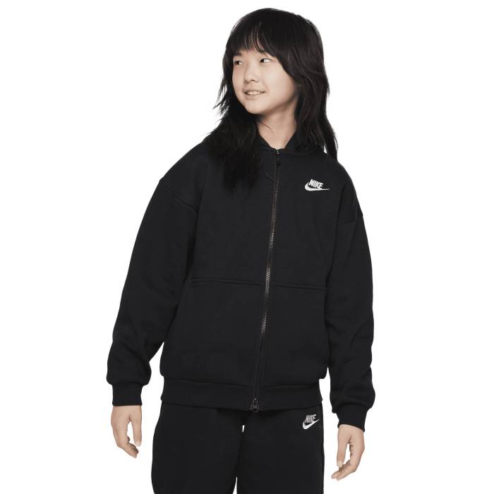 【★百貨店SALE★6/11真夜中2時迄】ナイキ Nike 【 Nsw Club Fleece Oversized Full Zip Lbr Boys\u0027 Grade School Black/White 】 野球クラブ フリース お坊っちゃん キッズ 黒いこと 黒いこと 白いこと 白いこと