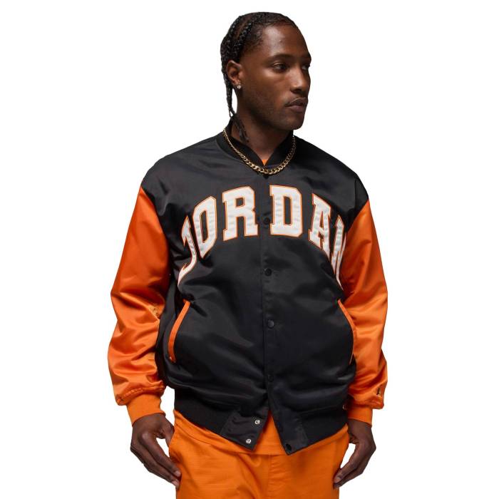 ナイキ ジョーダン Jordan 【 Brooklyn Collegiate Varsity Jacket Men's Black/Orange 】 ブルックリン Jacket ジャケット メンズ 黒色 ブラック orange 橙・オレンジ｜スニケス