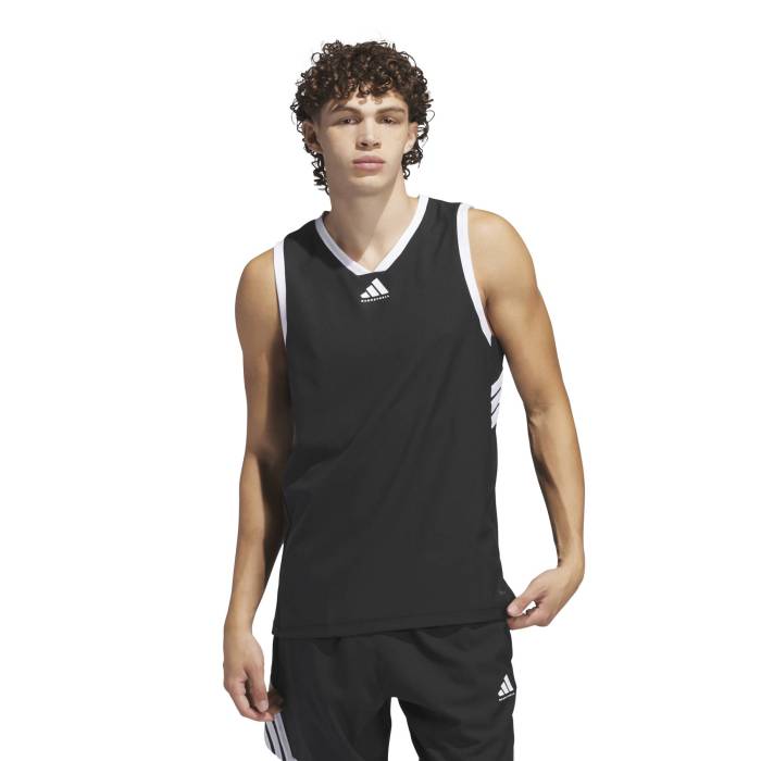 アディダス Adidas 【 Crazylite Basketball Jersey Men's Black/White 】 バスケットボール ジャージ メンズ 黒色 ブラック 白色 ホワイト