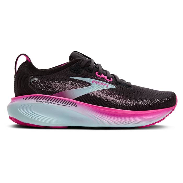 ブルックス Brooks 【 Adrenaline Gts 25 Women\u0027s Black/Cyber Pink/Iced Aqua 】 GTS レディース 黒いこと 黒いこと pink サクラ色 アクア