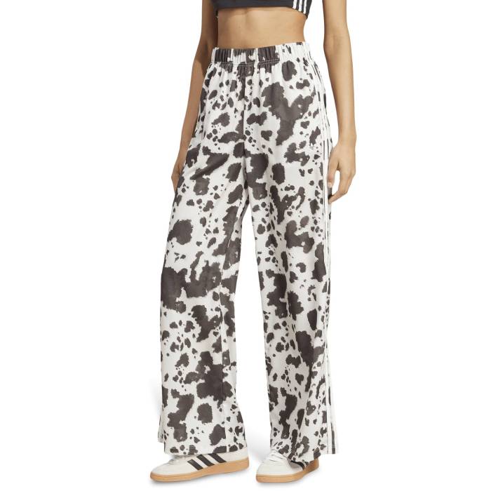 アディダス Adidas 【 Cow Print Wide Leg Satin Pants Women's Off White/Brown 】 サテン レディース 白色 ホワイト 茶色 ブラウン