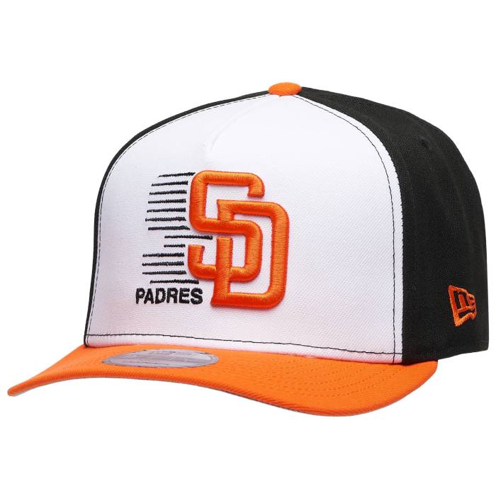 ニューエラ New Era 【 Padres 9Fifty A-Frame Curve Cap Men's White/Black/Orange 】 パドレス キャップ 帽子 メンズ 白色 ホワイト 黒色 ブラック orange 橙・オレンジ