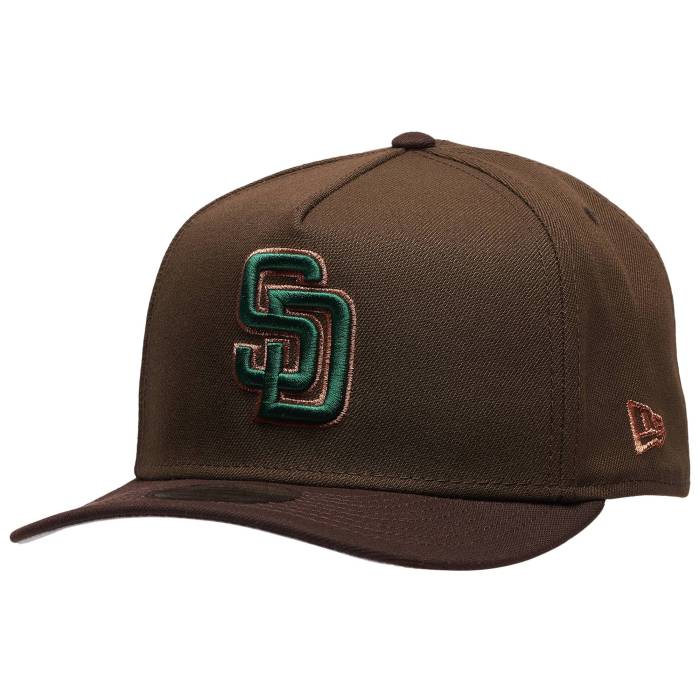 ニューエラ New Era 【 Padres 9Fifty A-Frame Curve Cap Men's Burnt Wood/Green 】 パドレス キャップ 帽子 メンズ green 緑・グリーン|スニケス