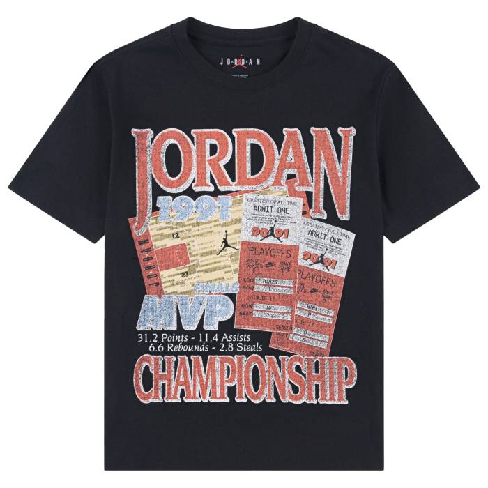 ナイキ ジョーダン Jordan 【 91 Playoff Short Sleeve T-Shirt Boys\u0027 Grade School Black/Red 】 Sleeve 捩り プルオーバー お坊っちゃん キッズ 黒いこと 黒いこと Red 赤・赤いこと