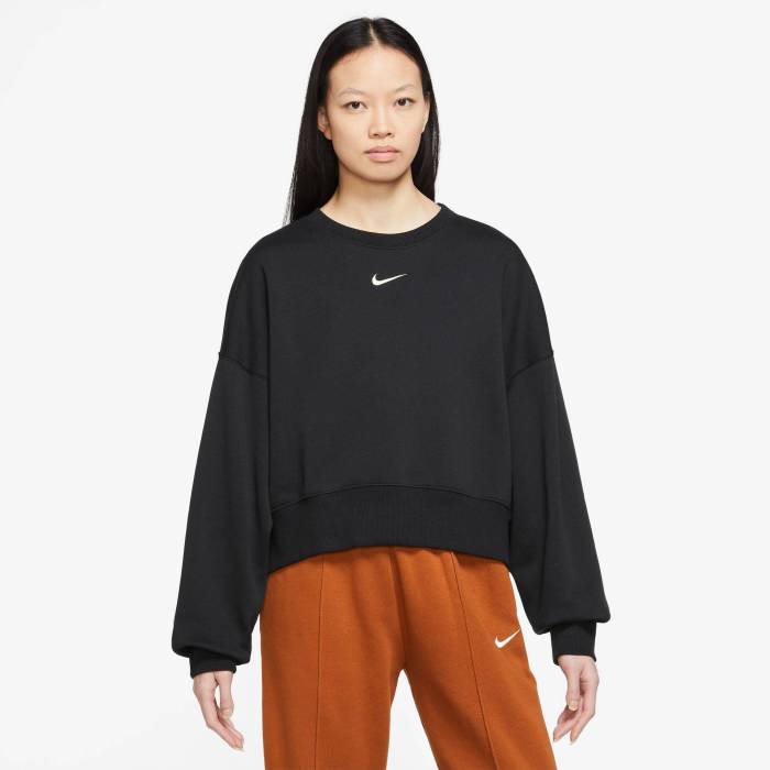 ナイキ Nike 【 Nsw Style Fleece Crew Oos Women\u0027s Black 】 フリース 労働者の一団 レディース 黒いこと 黒いこと