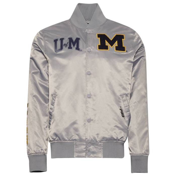 プロスタンダード Pro Standard 【 Michigan Classic Satin Jacket Men's Silver/Navy 】 ミシガン クラシック サテン Jacket ジャケット メンズ Silver 銀色・シルバー 紺色 ネイビー