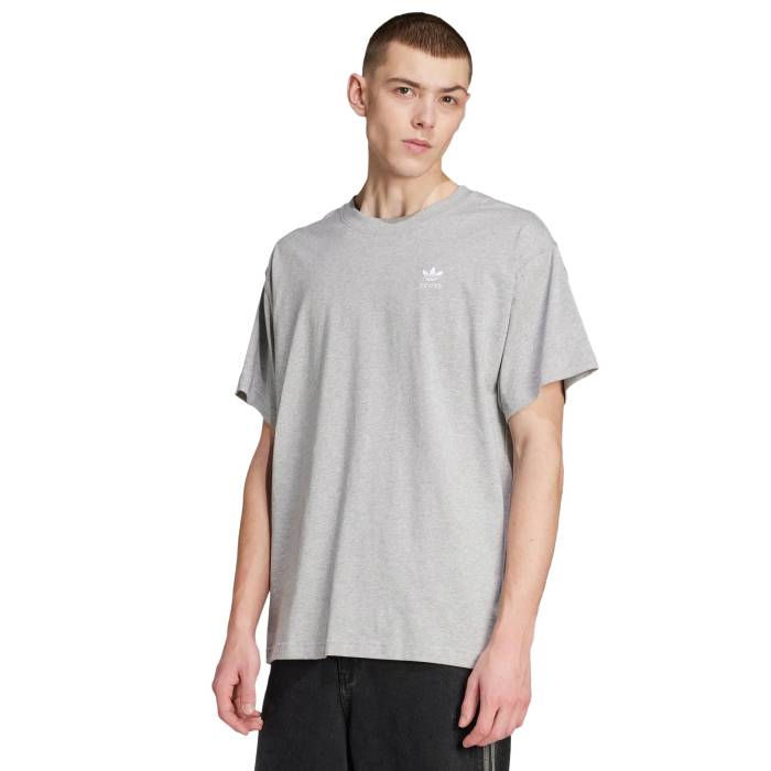 【★百貨店SALE★6/11夜夜中2時迄】アディダス Adidas 【 Trefoil Essentials Os T-Shirt Men\u0027s Medium Grey Heather/White 】 トレフォイル プルオーバー メンズ 薄墨色 薄墨色 heather ギョリュウモドキ 白いこと 白いこと