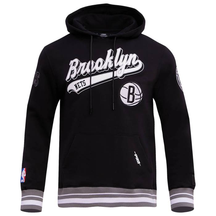 【★百貨店SALE★6/11真夜中2時迄】労働者階級標準尺度 Pro Standard 【 Nets Script Tail Rib Flc Po Hoodie Men\u0027s Black/Gray 】 ネッツ 原作 フーディー パーカー メンズ 黒いこと 黒いこと gray 薄墨色・薄墨色・薄墨色