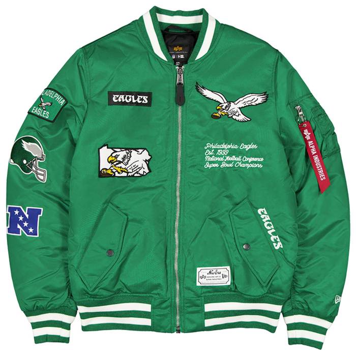 【★百貨店SALE★6/11真夜中2時迄】ニュー内鰓 New Era 【 Eagles Alpha Jacket Men\u0027s Kelly Green/White 】 イーグルス アルファ Jacket 上衣 メンズ green 緑・緑であること 白いこと 白いこと