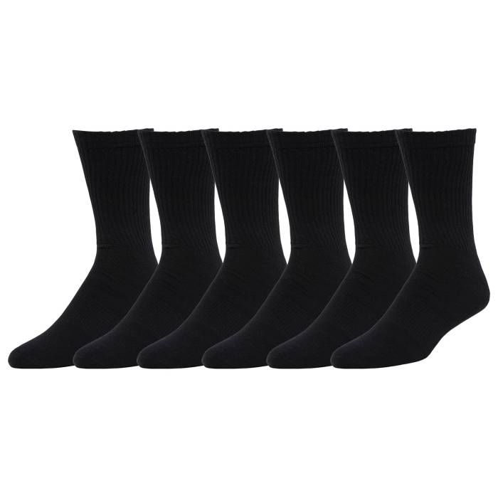 Lckr 【 6-Pack Athletic Half Cushion Crew Socks Men's Black/Black 】 ハーフ クルー ソックス・靴下 メンズ 黒色 ブラック