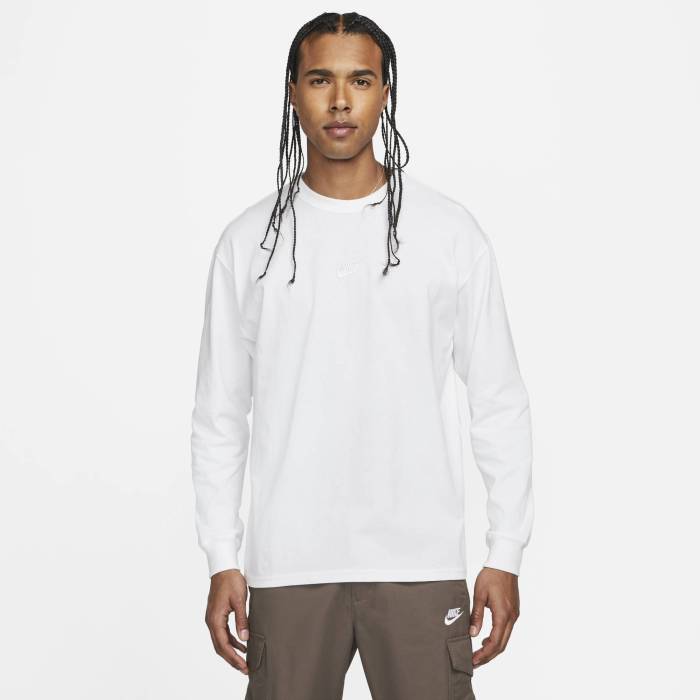 ナイキ Nike 【 Premium Essentials Long Sleeve Sust T-Shirt Men's White/White 】 Premium プレミアム Sleeve スリーブ Tシャツ メンズ 白色 ホワイト
