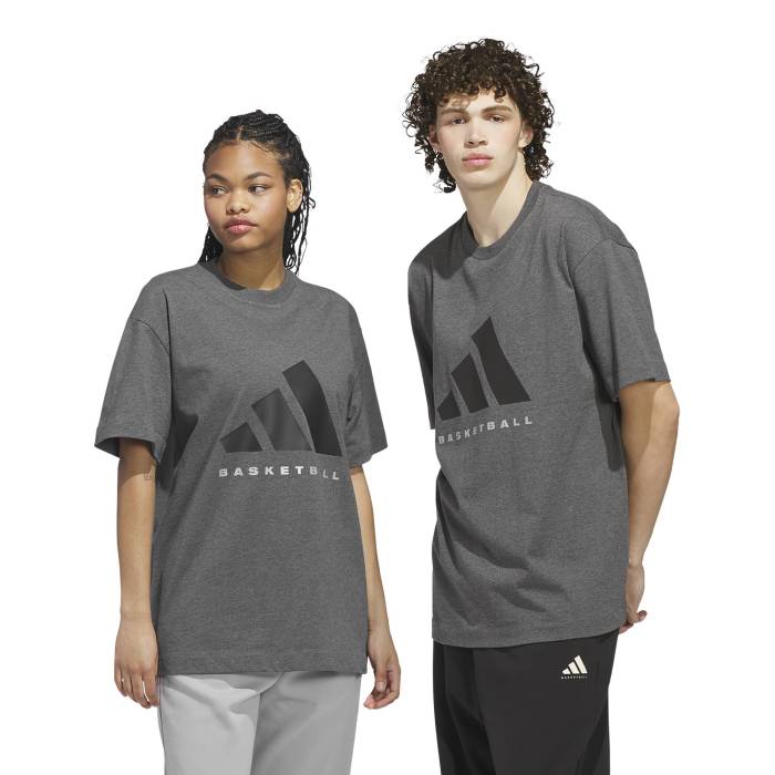 アディダス Adidas 【 Basketball Graphic Tee Men's Dark Grey Heather 】 バスケットボール グラフィック Tシャツ メンズ 灰色 グレー heather ヘザー｜スニケス