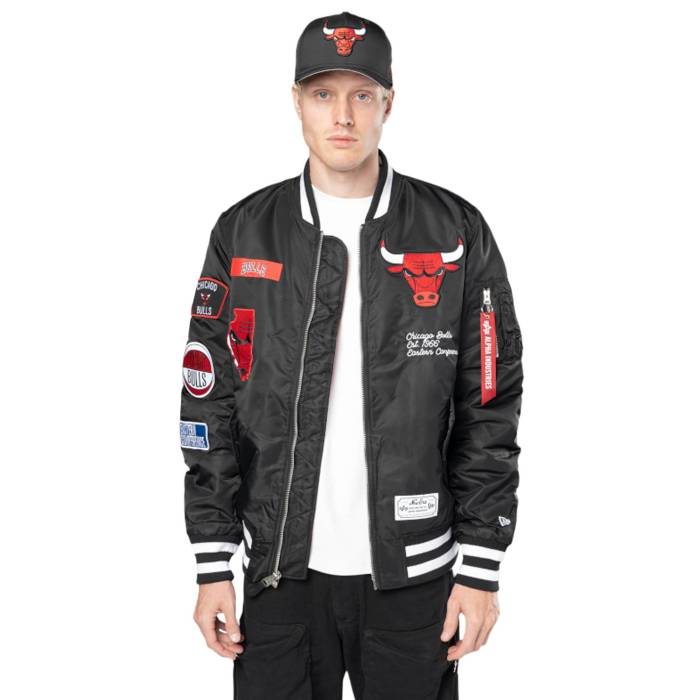 【★百貨店SALE★6/11真夜中2時迄】ニュー内鰓 New Era 【 Bulls Alpha Jacket Men\u0027s Black/White 】 ブルズ アルファ Jacket 上衣 メンズ 黒いこと 黒いこと 白いこと 白いこと