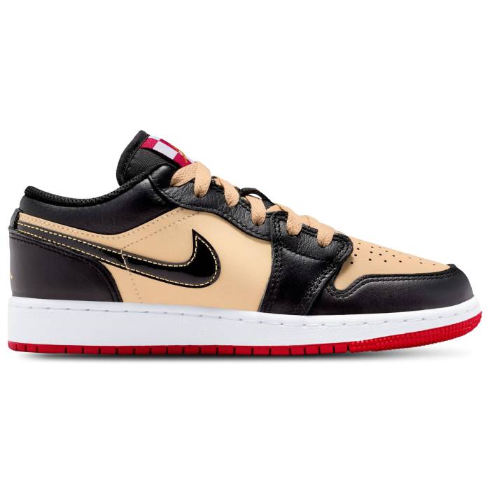 ナイキ ジョーダン Jordan 【 Aj 1 Fund Low Boys' Grade School Sesame/Fire Red/Black 】 ファンド ジュニア キッズ ファイア Red 赤・レッド 黒色 ブラック
