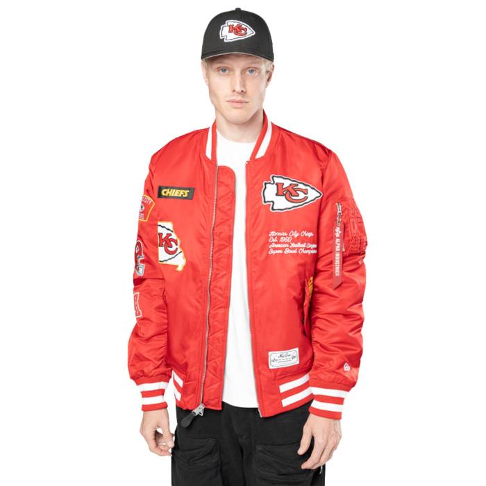 【★百貨店SALE★6/11真夜中2時迄】ニュー内鰓 New Era 【 Chiefs Alpha Jacket Men\u0027s Scarlet/White 】 チーフス アルファ Jacket 上衣 メンズ 白いこと 白いこと