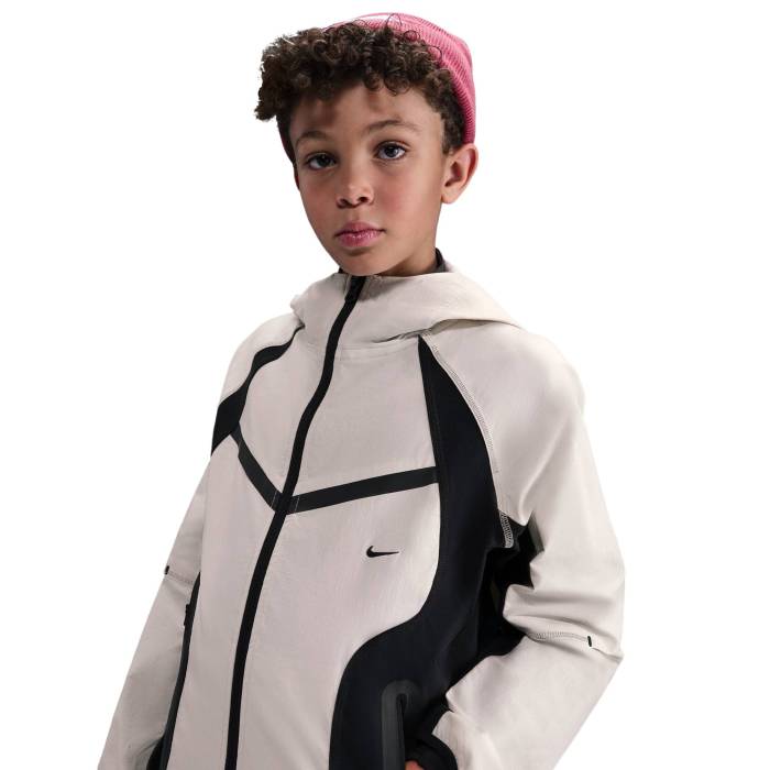 【★百貨店SALE★6/11十二時2時迄】ナイキ Nike 【 Tech Woven Full-Zip Jacket Boys\u0027 Grade School Light Bone/Black 】 テック Woven ウーブン フルジップ Jacket 上衣 お坊っちゃん キッズ 黒いこと 黒いこと