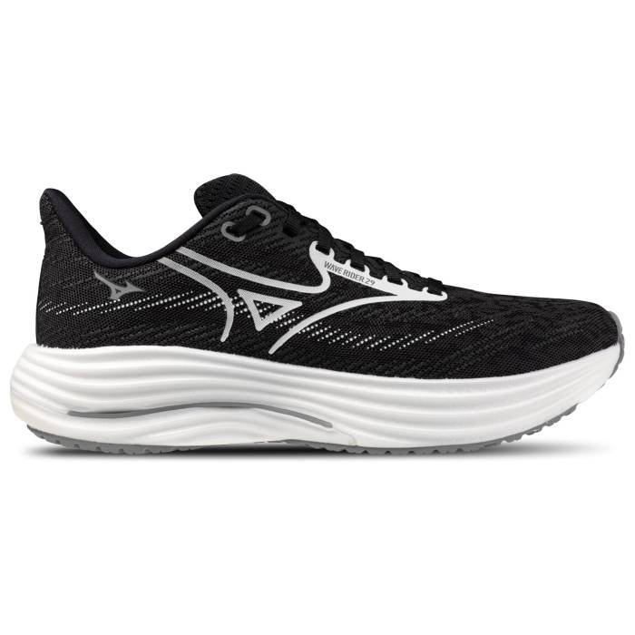 ミズノ Mizuno 【 Wave Rider 29 Wide Women\u0027s Black Sand/White 】 Wave ウェーブ・ウェイブ レディース 黒いこと 黒いこと 砂色・沙子 白いこと 白いこと