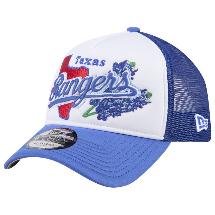 ニューエラ New Era 【 Rangers State Flower Cap Men's White/Navy 】 レンジャース State スケートボード キャップ 帽子 メンズ 白色 ホワイト 紺色 ネイビー|スニケス