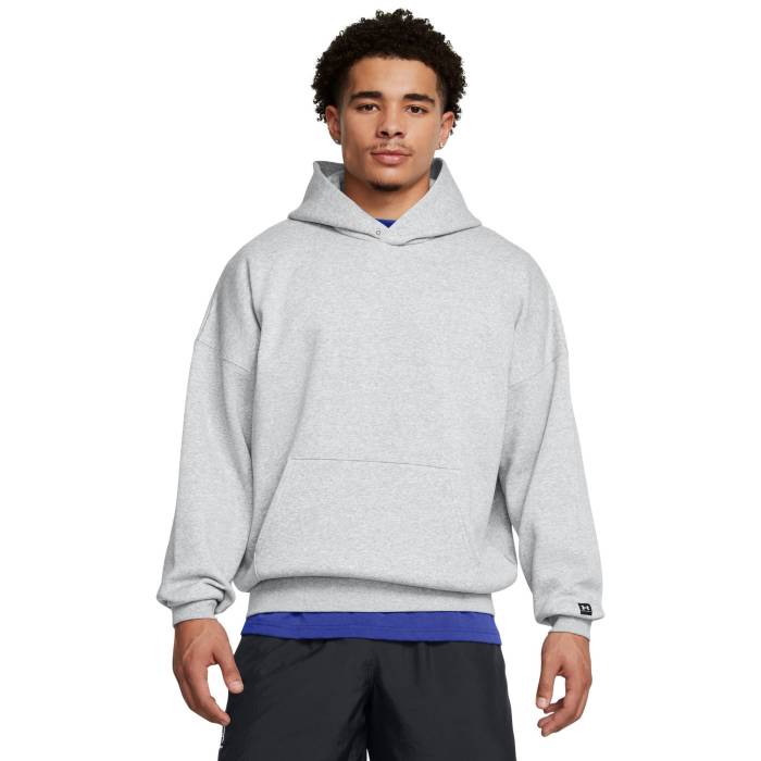 【★百貨店SALE★6/11十二時2時迄】アンダーアーマー Under Armour 【 Icon Fleece Oversized Hoodie Men\u0027s Mod Grey/Black 】 アイコン フリース フーディー パーカー メンズ 薄墨色 薄墨色 黒いこと 黒いこと