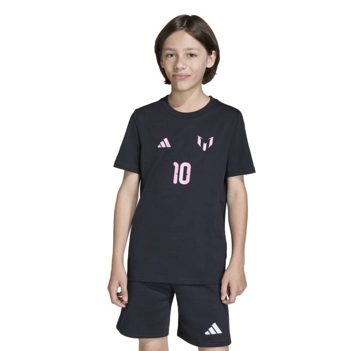 アディダス Adidas 【 Messi Name \u0026 Number Graphic Soccer T-Shirt Boys\u0027 Grade School Black 】 グラフィック Soccer 蹴球 プルオーバー お坊っちゃん キッズ 黒いこと 黒いこと