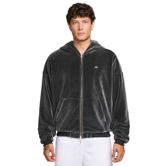 ナイキ Nike 【 Lj Freak Velour Full Zip Hoodie Men's Black/Black 】 ベロア フーディー パーカー メンズ 黒色 ブラック